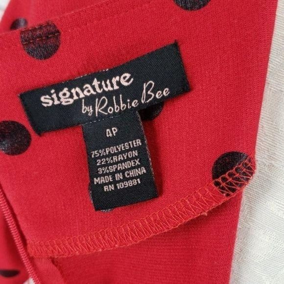 Robbie Bee red polka dot peplum 4P Dress - Picture 3 of 8